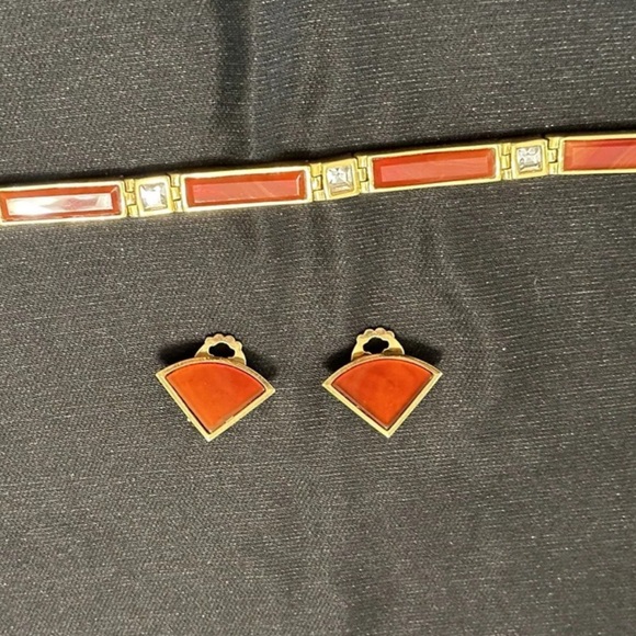 Austria Crystal & enamel bracelet & clip on earrings - Picture 1 of 7